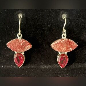 Elegant Silver and pink Dangle Earrings